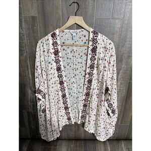 Arizona Jeans Co. Floral Duster Kimono Size M-L‎ White With Floral Designs